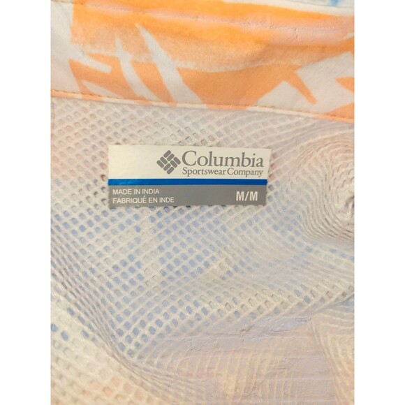 Columbia PFG Hawaiian Fishing Shirt Mens MED Orange Vented Quick Dry Omni-Shade - Picture 6 of 7